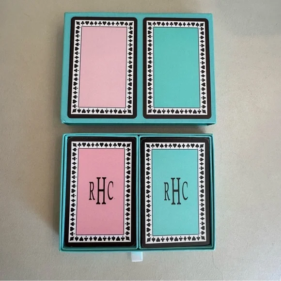 TIFFANY & CO. Playing Card Set Pink and Blue RHC or RCH Monogrammed Personalized - Picture 2 of 11
